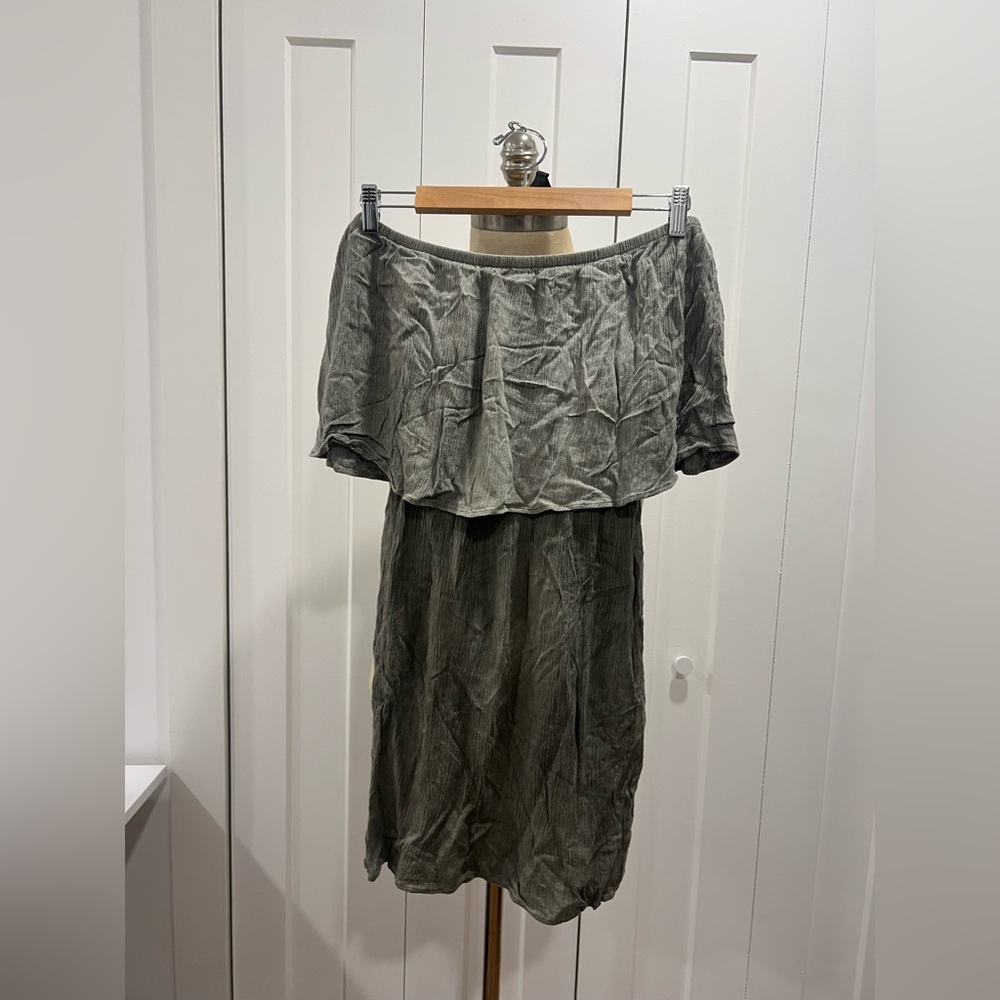 Ces Femme Charcoal of the shoulder Dress